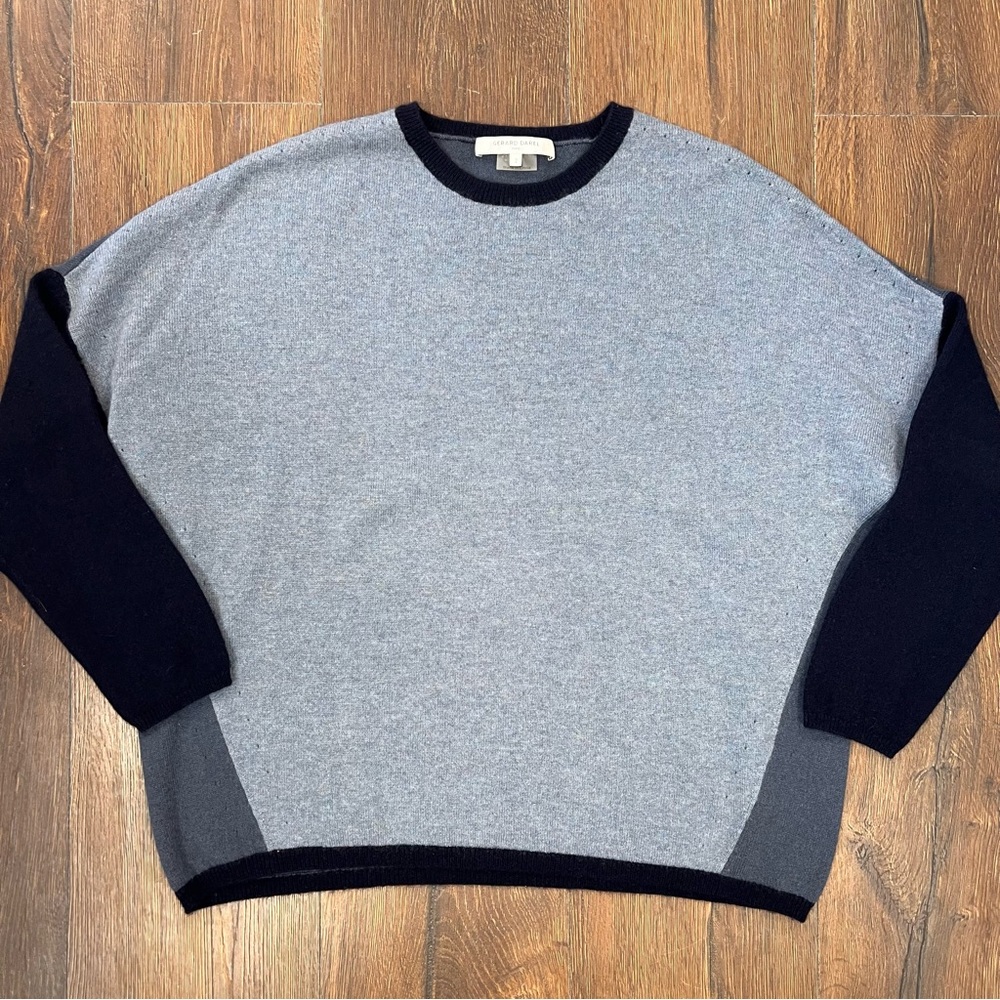 GERARD DAREL Lovana Oversized 100% Cashmere Sweater In Stylish Blue SZ MED - Picture 2 of 7